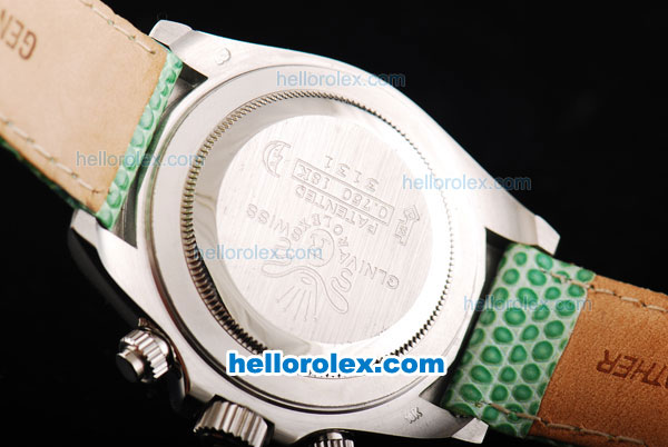 Rolex Daytona Automatic Movement MOP Dial with Roman Markers and Green Leather Strap - Click Image to Close